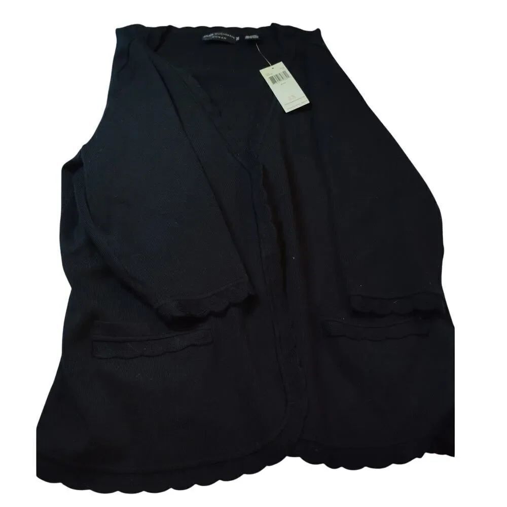 Dana Buchman Designer Black 3/4 Sleeve Sweater - Size 2X